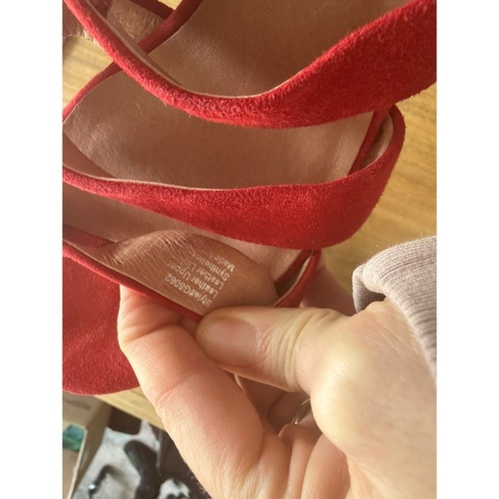 Madewell Red Suede Strappy Block Heel Sandals Women's Size 8 - Picture 8 of 8